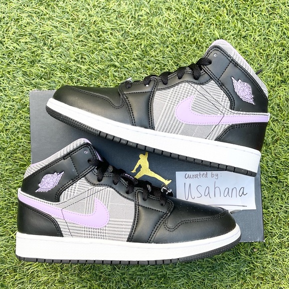 Nike Air Jordan 1 mid GS flannel shoes - Picture 2 of 4